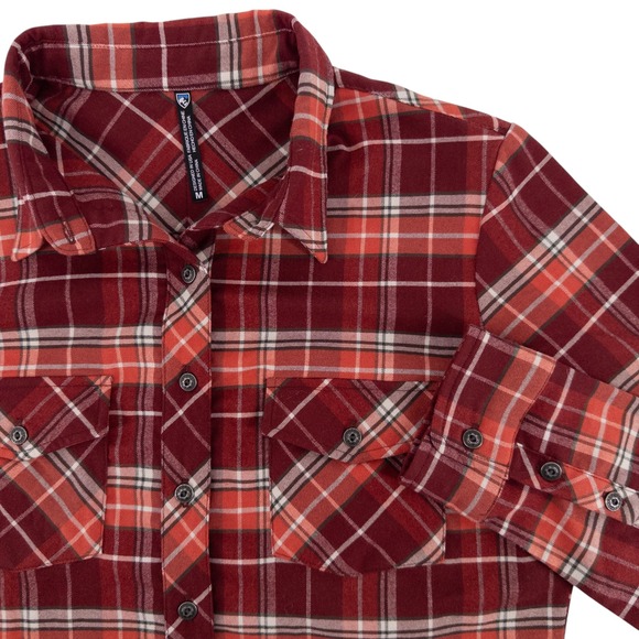 Kuhl Tops - KÜHL Women's Medium Tess Flannel Shirt Orange Red and White Plaid Gorpcore Cozy